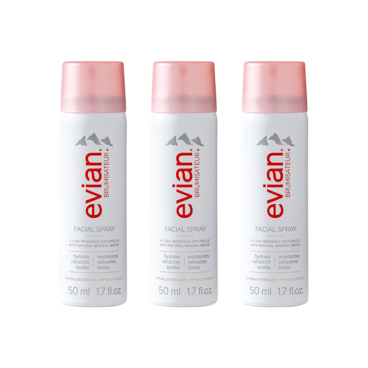 Evian Facial Spray, Travel Trio, 1.7 Fl Oz (Pack of 3) (Packaging may vary) - Image 1
